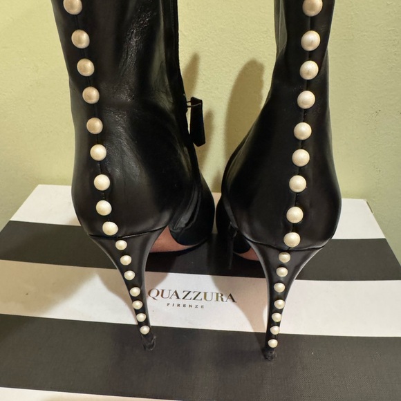 Aquazzura Black Boots with Pearl Detailing - Picture 3 of 4